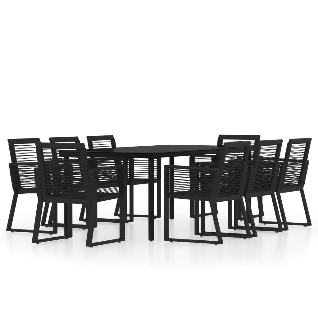 9 Piece Garden Dining Set Black