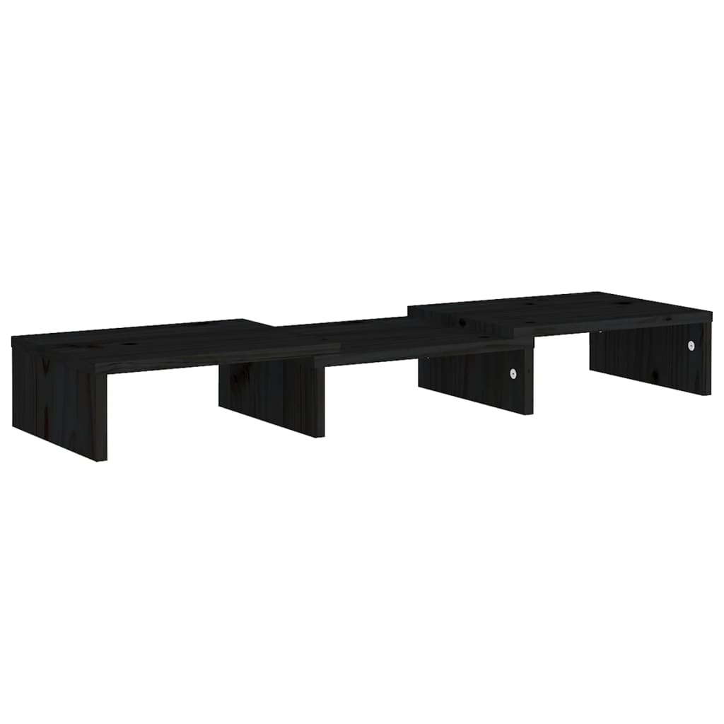 Monitor Stand Black 60x24x10.5 cm Solid Wood Pine
