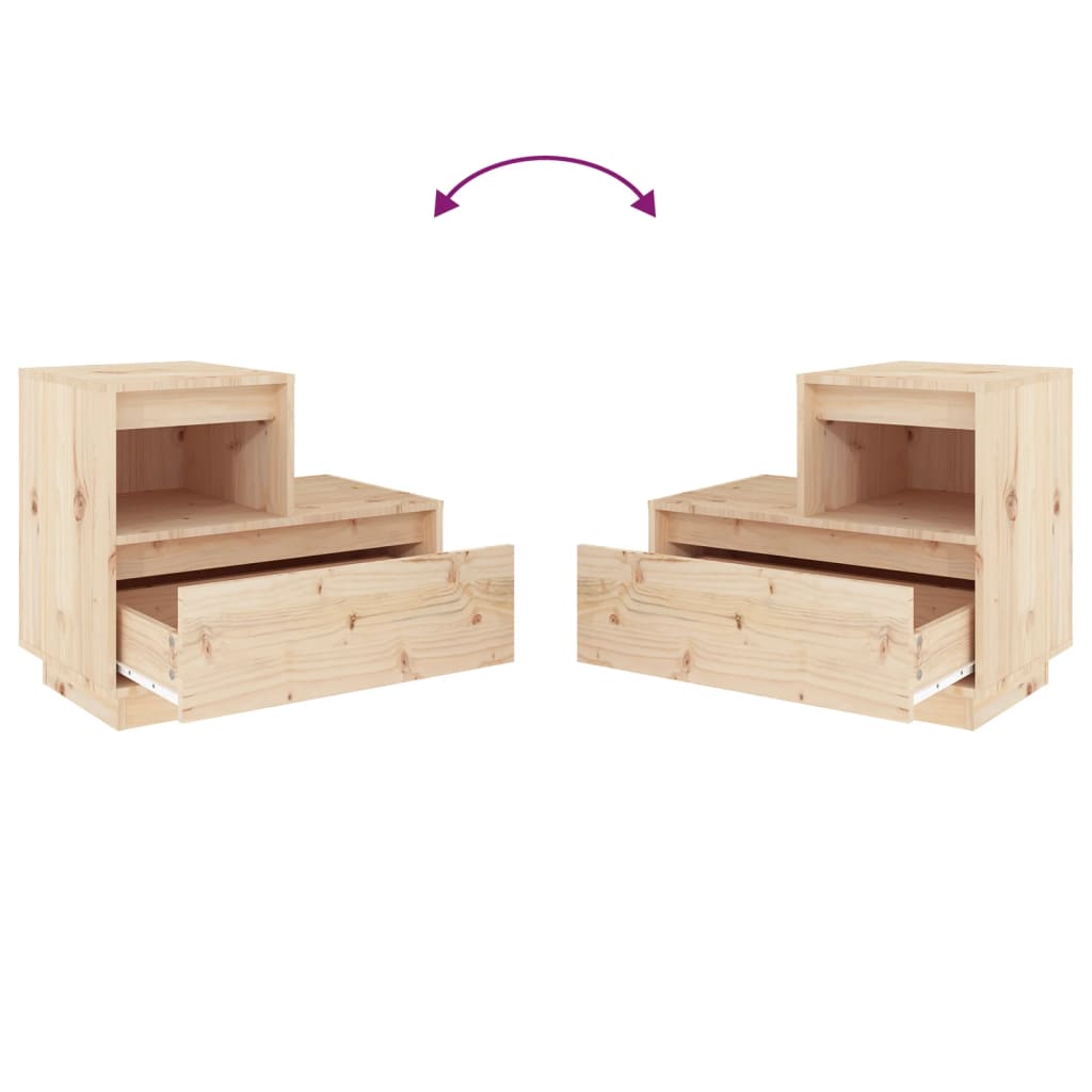 Bedside Cabinets 2 pcs 60x34x51 cm Solid Wood Pine