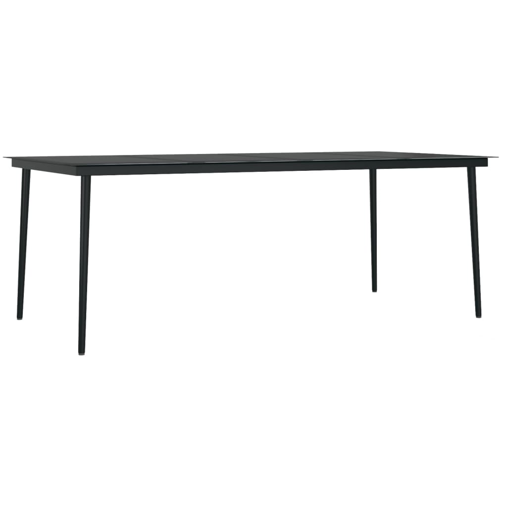 Garden Dining Table Black 200x100x74 cm Steel and Glass