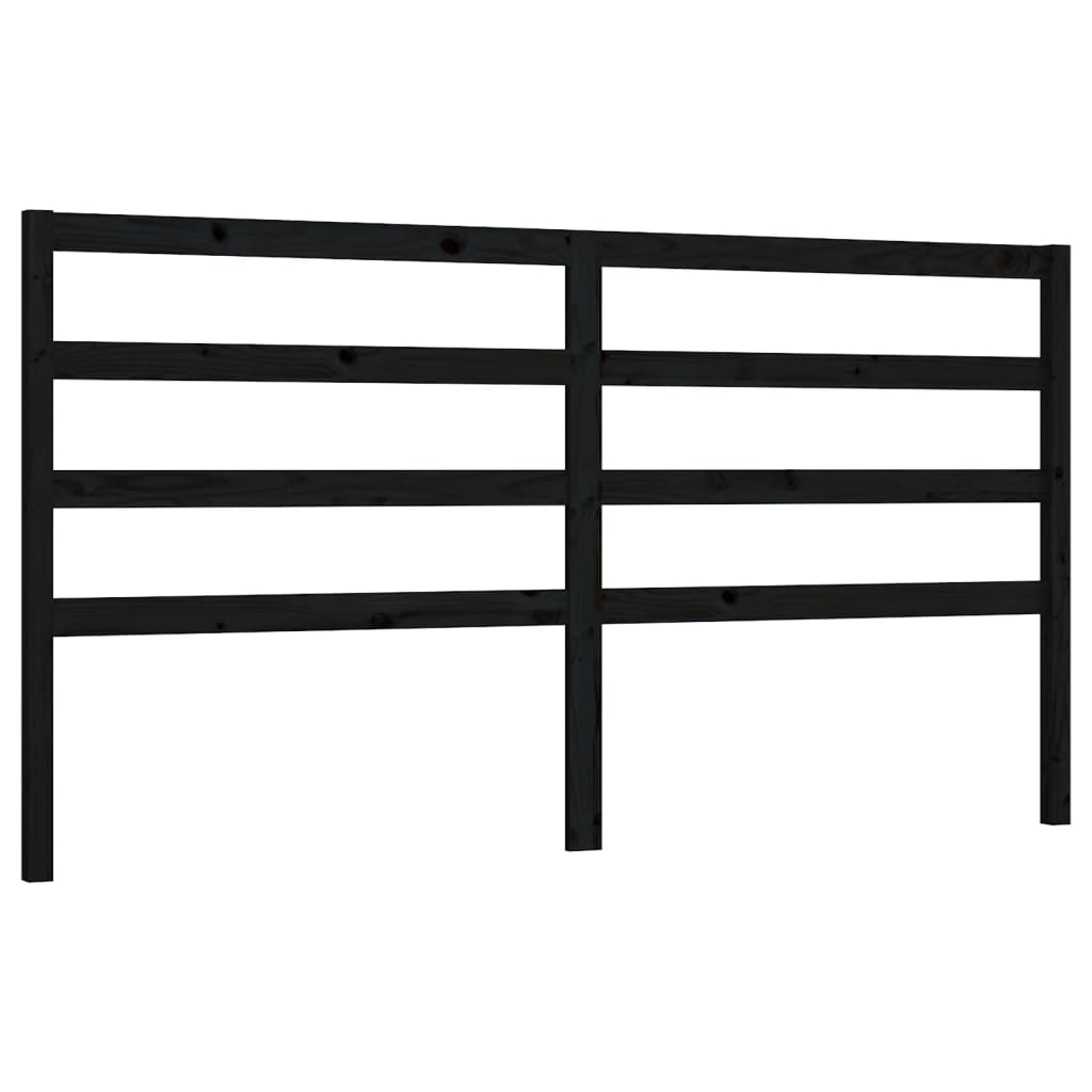 Bed Headboard Black 186 cm Solid Wood Pine