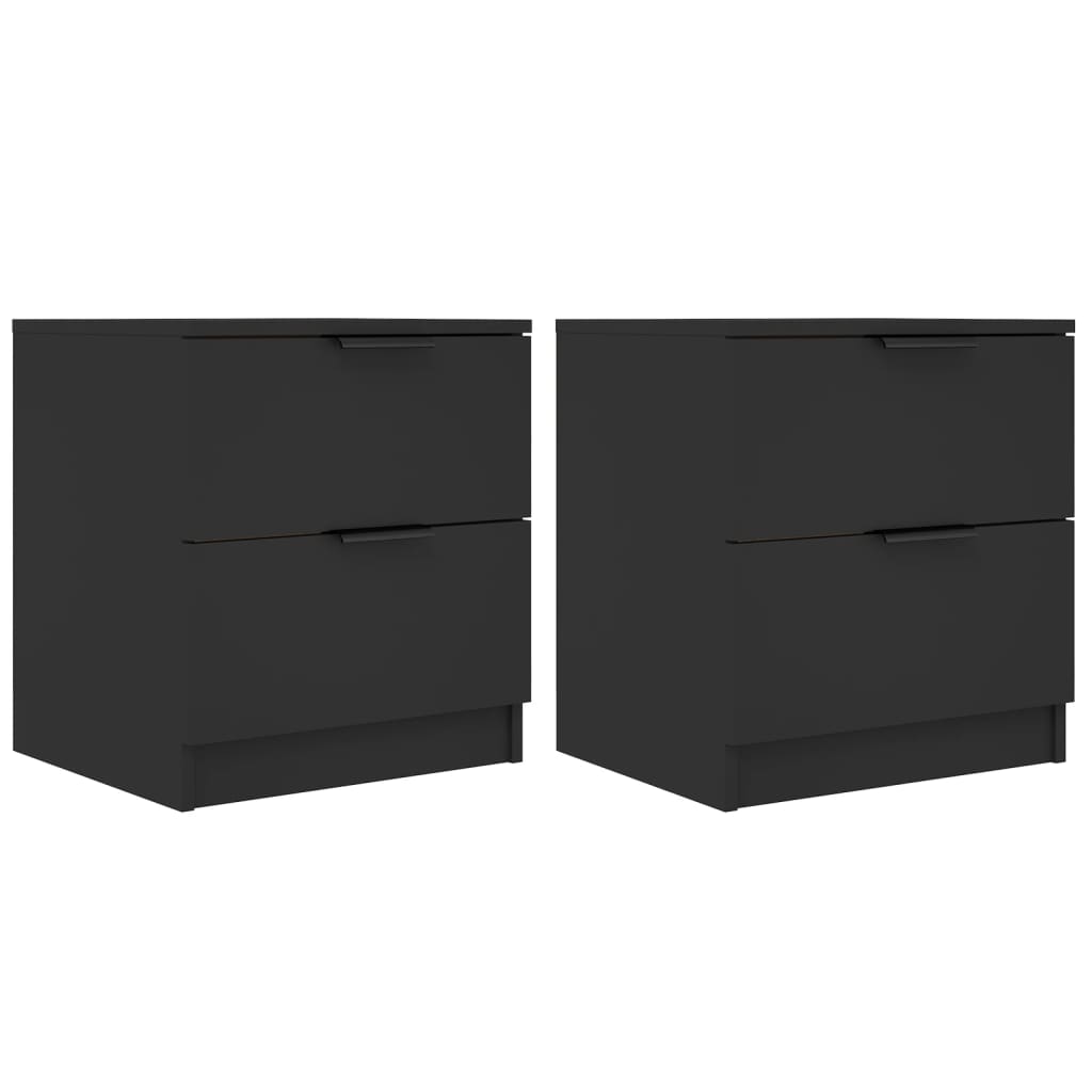 Bedside Cabinets 2 pcs Black Engineered Wood