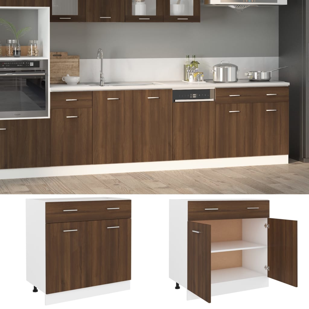 Drawer Bottom Cabinet Brown Oak 80x46x81.5 cm Engineered Wood