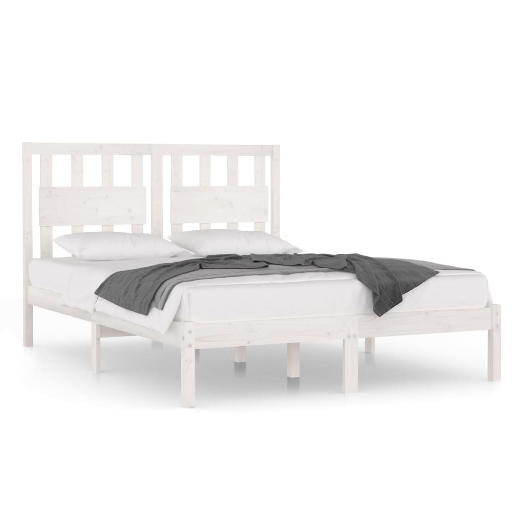 Bed Frame without Mattress White Solid Wood 183x203 cm King