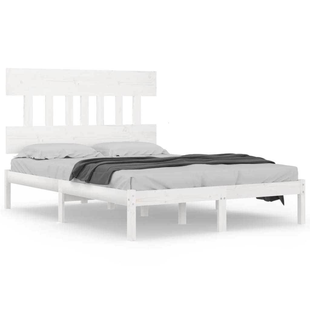 Bed Frame without Mattress White 183x203 cm King Solid Wood