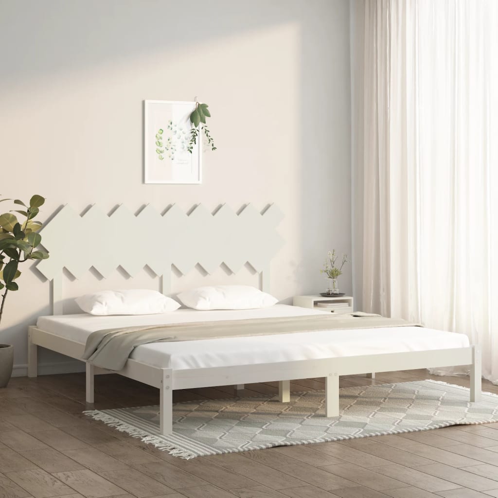 Bed Frame without Mattress White 183x203 cm King Solid Wood