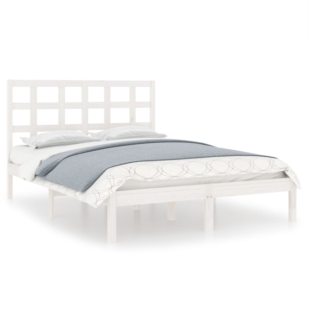 Bed Frame without Mattress White 183x203 cm King Solid Wood