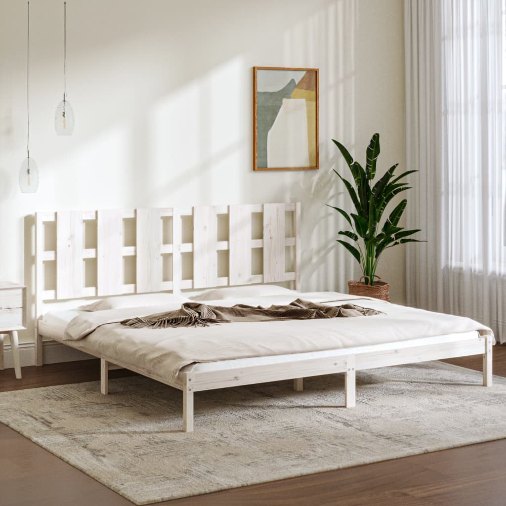 Bed Frame without Mattress White 183x203 cm King Solid Wood