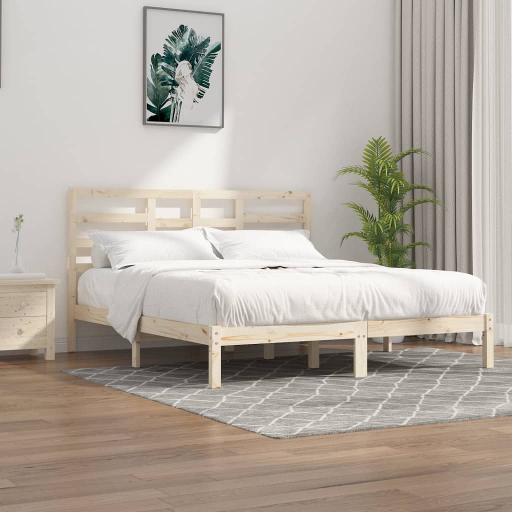 Bed Frame without Mattress Solid Wood 183x203 cm King