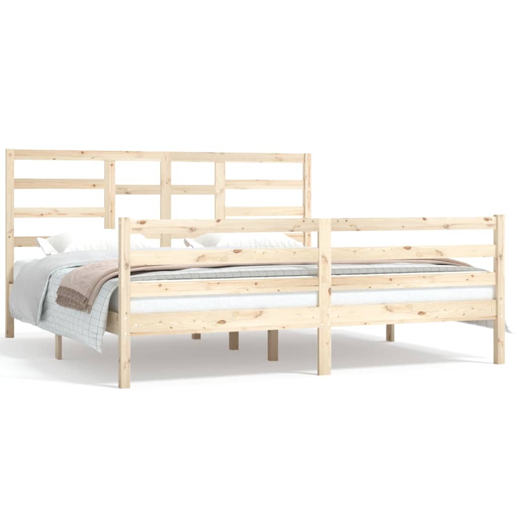 Bed Frame without Mattress Solid Wood 183x203 cm King