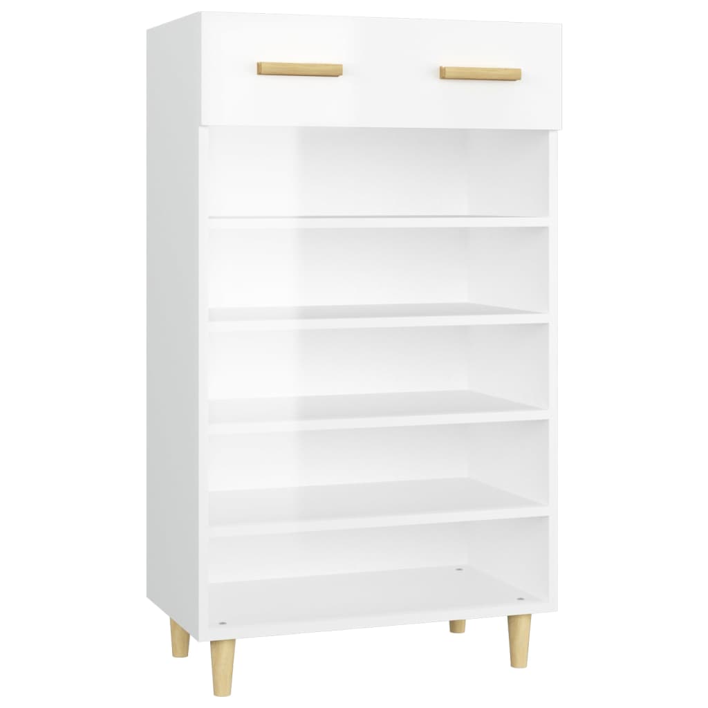 Shoe Cabinet High Gloss White 60x35x105 cm Engineered Wood