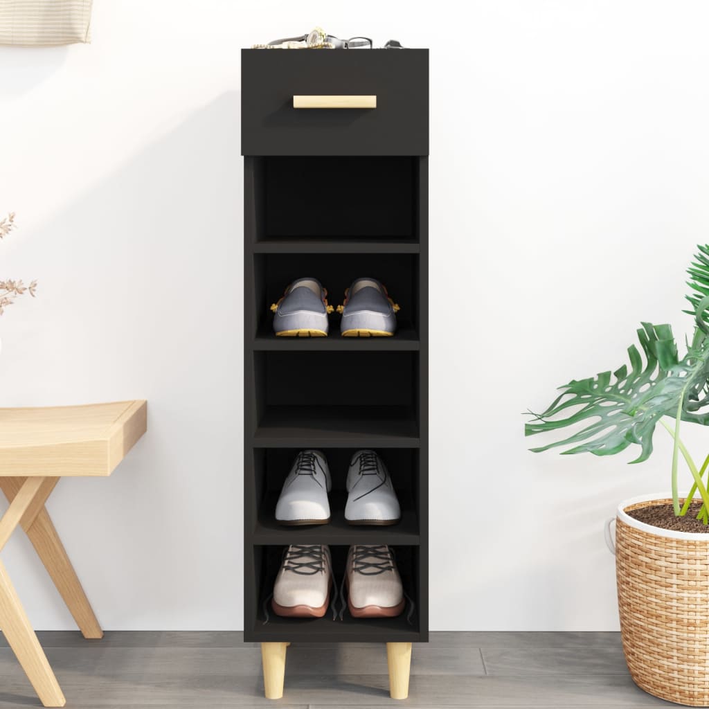 Shoe Cabinet Black 30x35x105 cm Engineered Wood