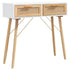 Console Table White 80x30x75 cm Solid Wood Pine&Natural Rattan