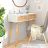 Console Table White 80x30x75 cm Solid Wood Pine&Natural Rattan