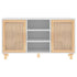 Sideboard White 105x30x60 cm Solid Wood Pine and Natural Rattan