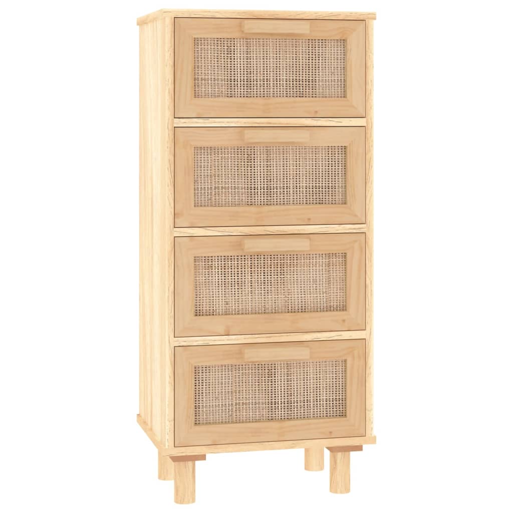 Sideboard Brown 40x30x90 cm Solid Wood Pine and Natural Rattan