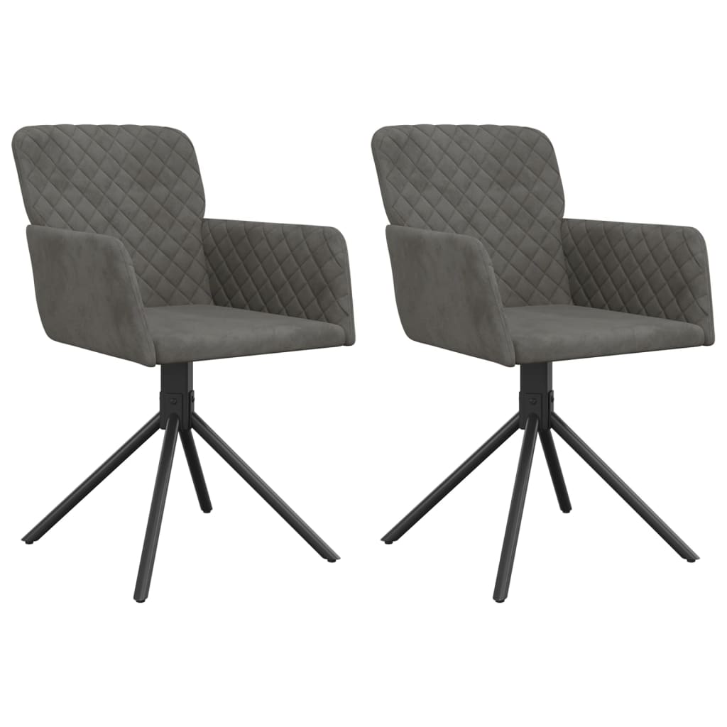 Swivel Dining Chairs 2 pcs Dark Grey Velvet