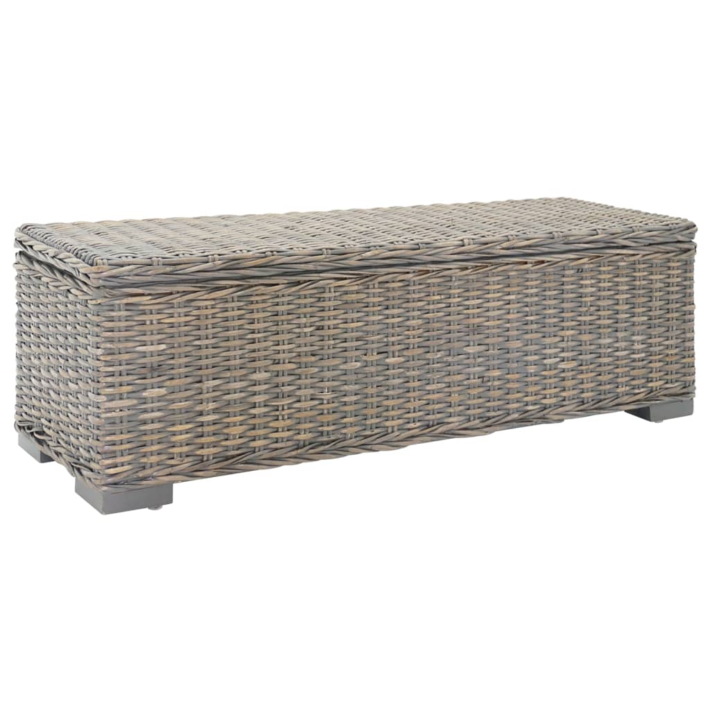 Storage Box Grey 110 cm Natural Kubu Rattan & Solid Wood Mango