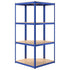 4-Layer Corner Shelf Blue Steel and Engineered Wood