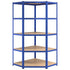 5-Layer Corner Shelf Blue Steel and Engineered Wood
