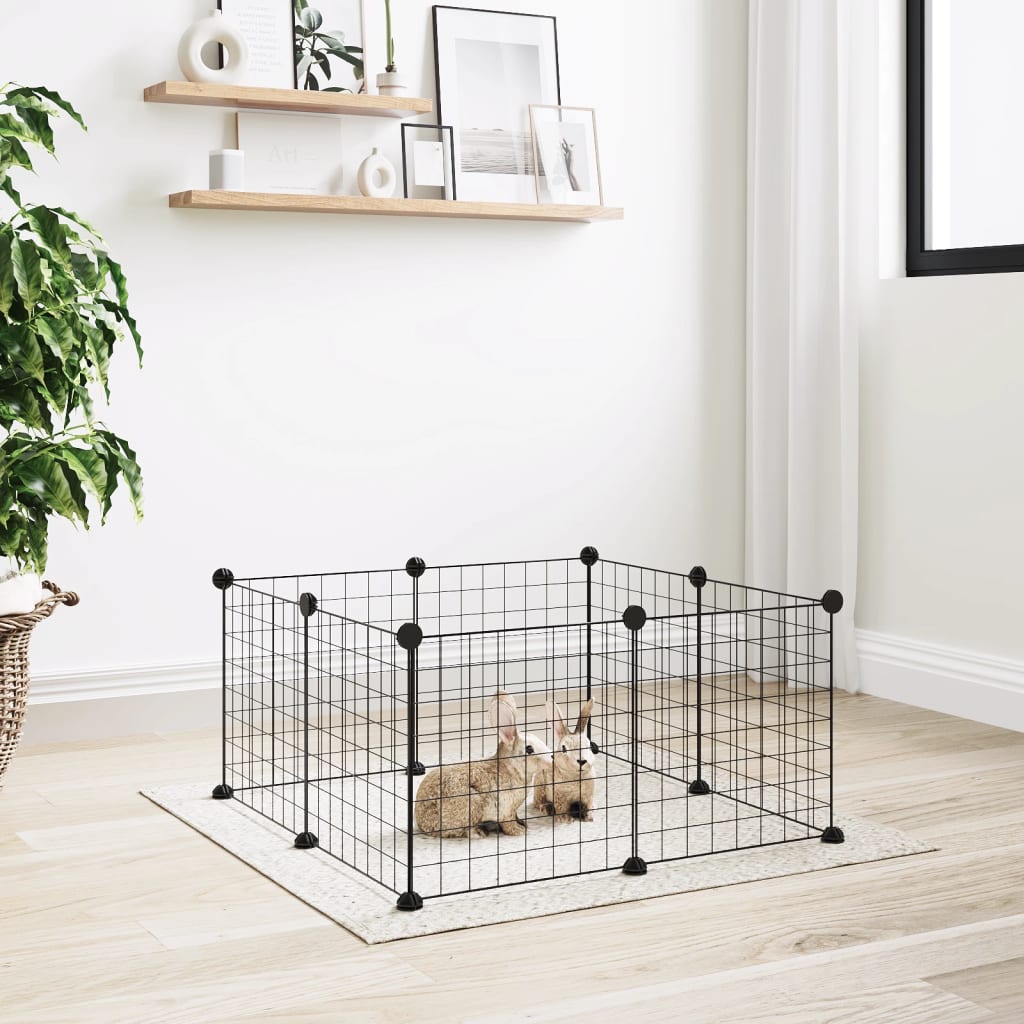 8-Panel Pet Cage Black 35x35 cm Steel