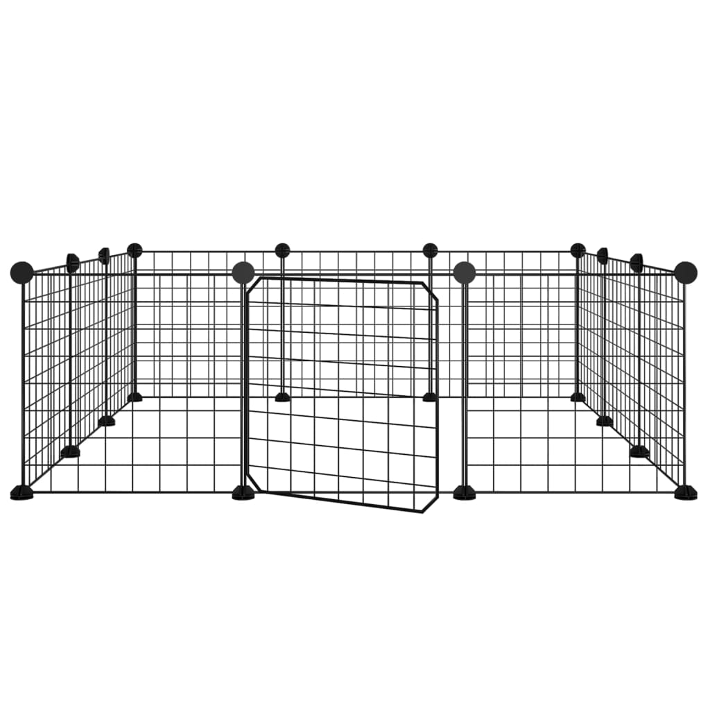 12-Panel Pet Cage with Door Black 35x35 cm Steel