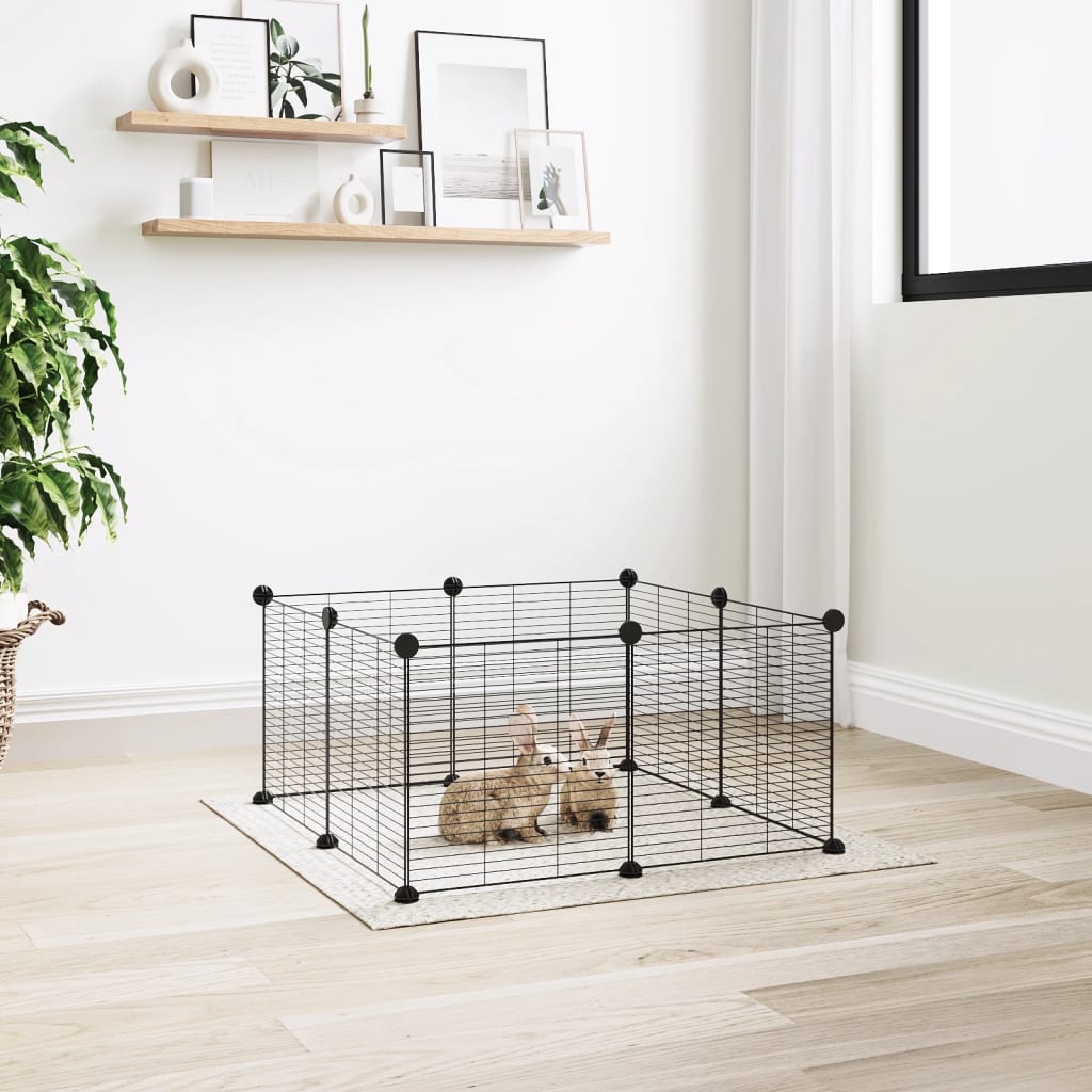 8-Panel Pet Cage Black 35x35 cm Steel