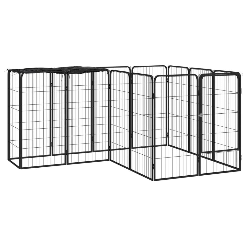 14-Panel Dog Playpen Black 50x100 cm Powder-coated Steel