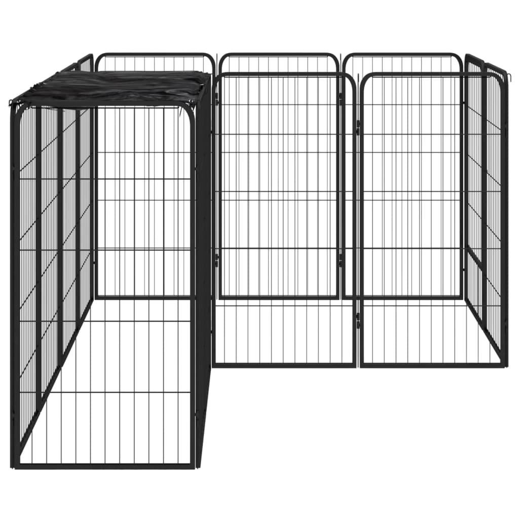 14-Panel Dog Playpen Black 50x100 cm Powder-coated Steel