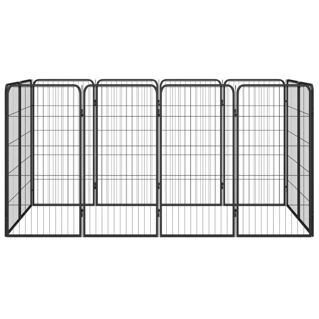 12-Panel Dog Playpen Black 50x100 cm Powder-coated Steel