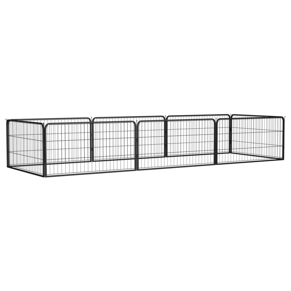 8-Panel Dog Playpen Black 100x50 cm Powder-coated Steel