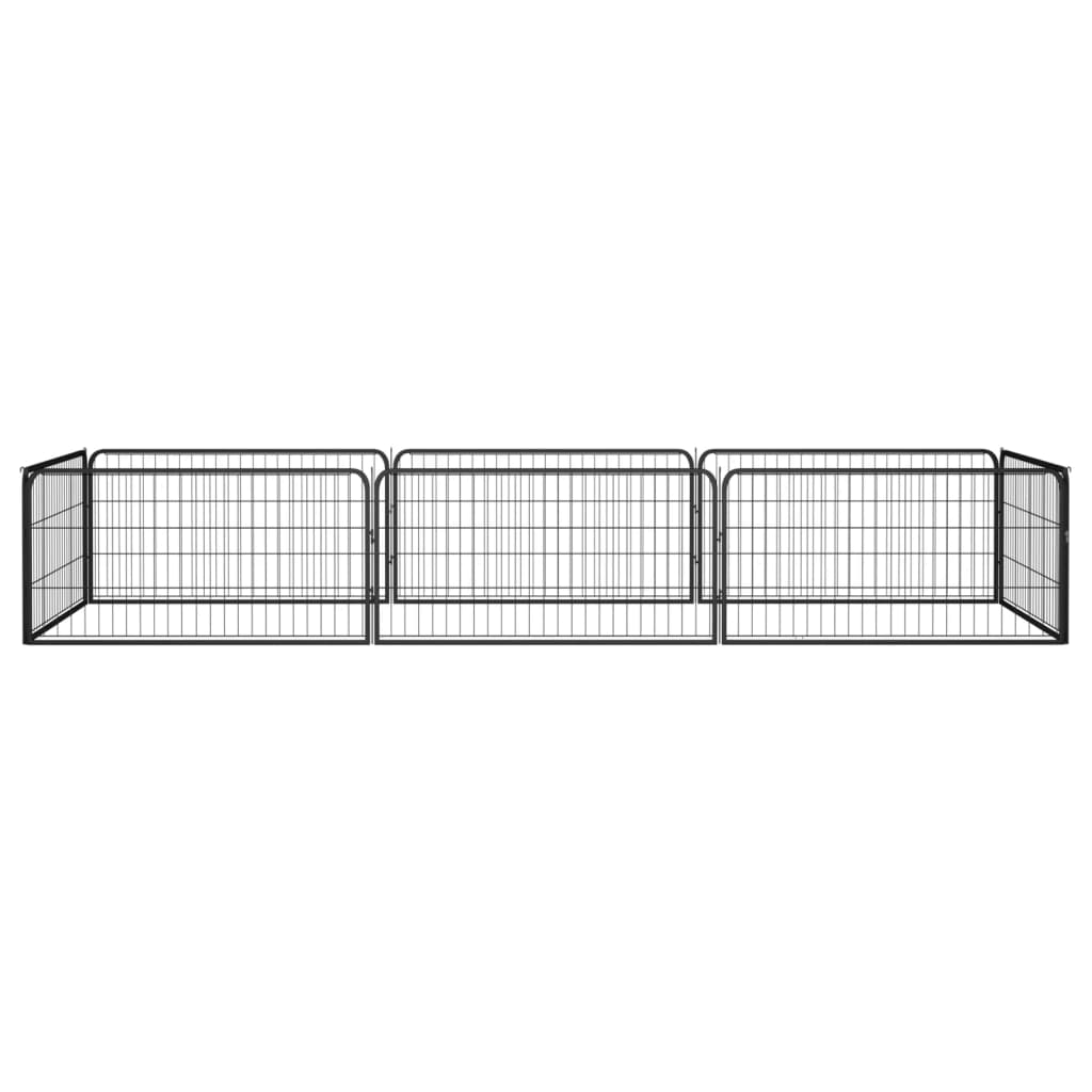 8-Panel Dog Playpen Black 100x50 cm Powder-coated Steel