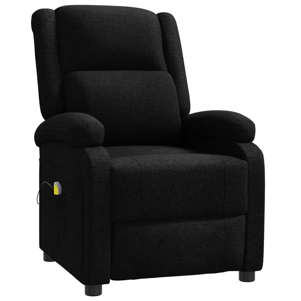 Wing Back Massage Chair Black Fabric