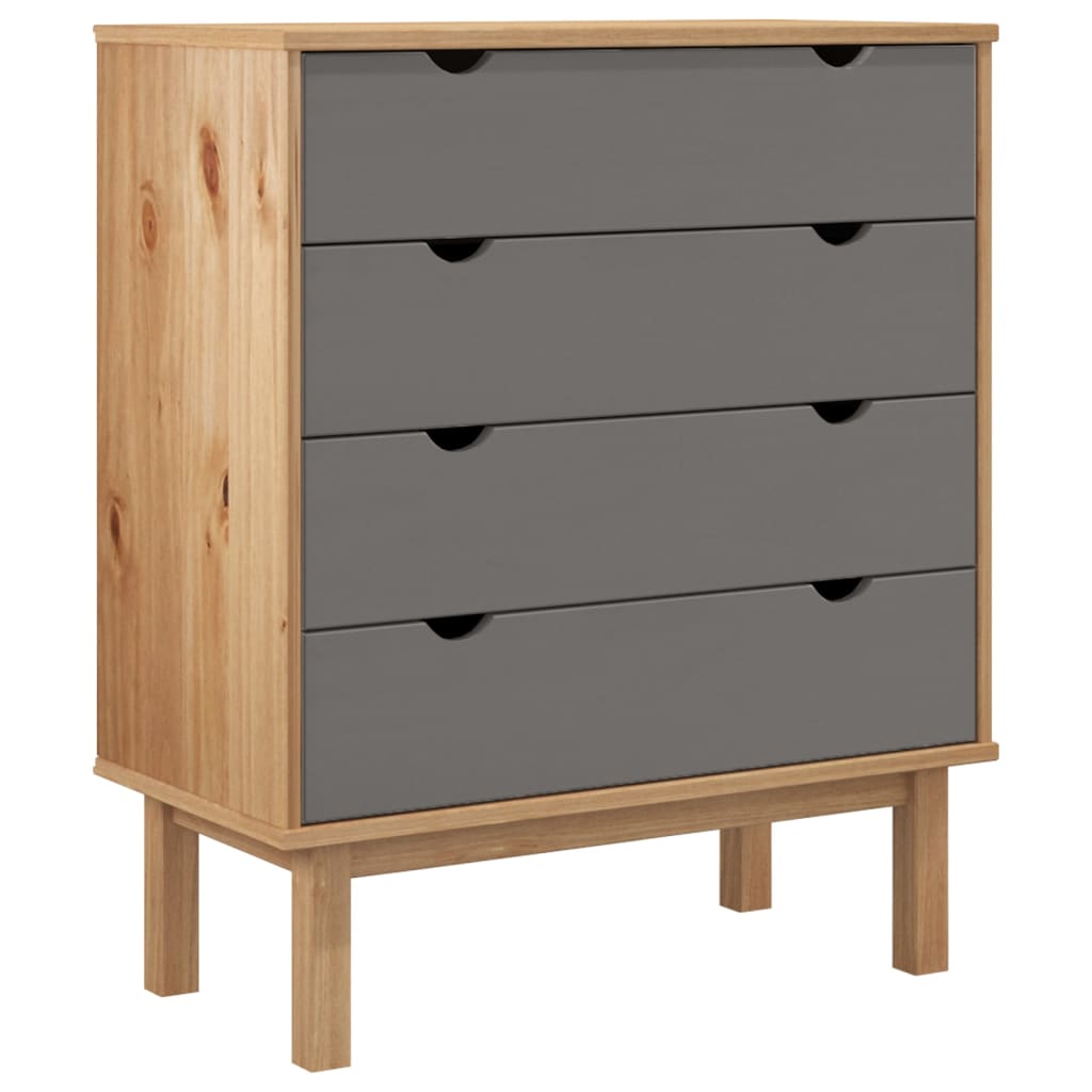 Drawer Cabinet OTTA Brown&Grey 76.5x39.5x90cm Solid Wood Pine