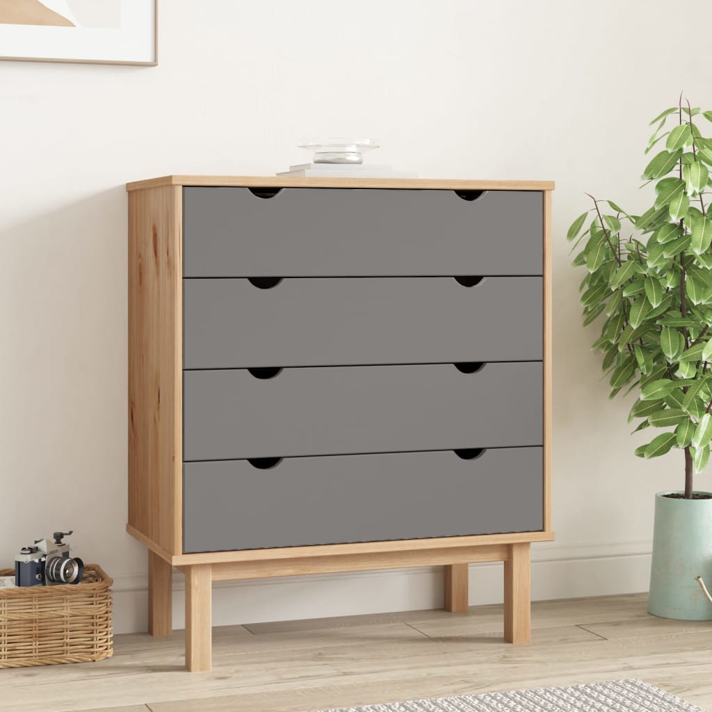 Drawer Cabinet OTTA Brown&Grey 76.5x39.5x90cm Solid Wood Pine