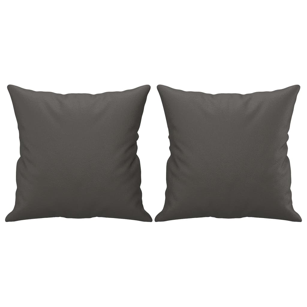 Throw Pillows 2 pcs Grey 40x40 cm Faux Leather