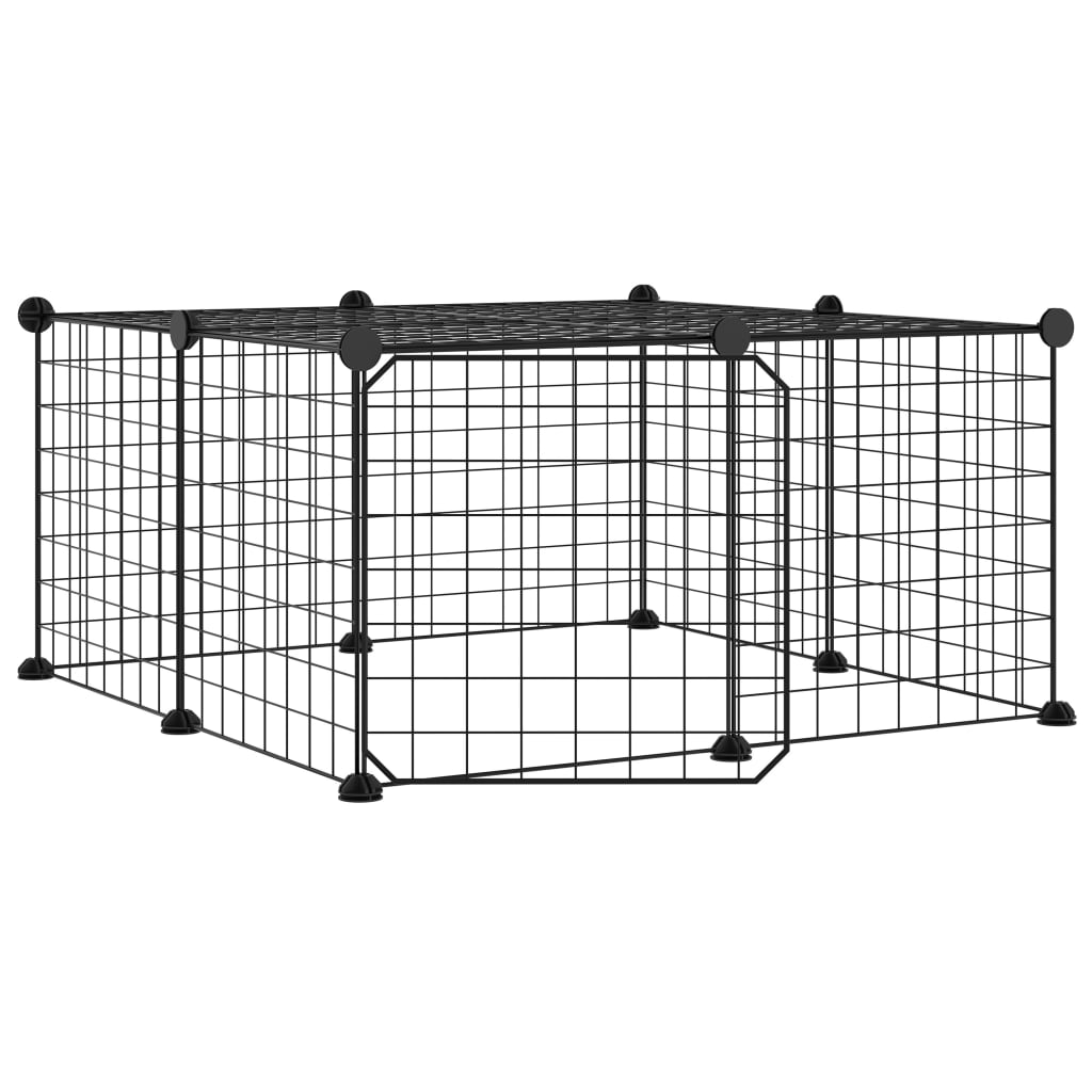 12-Panel Pet Cage with Door Black 35x35 cm Steel