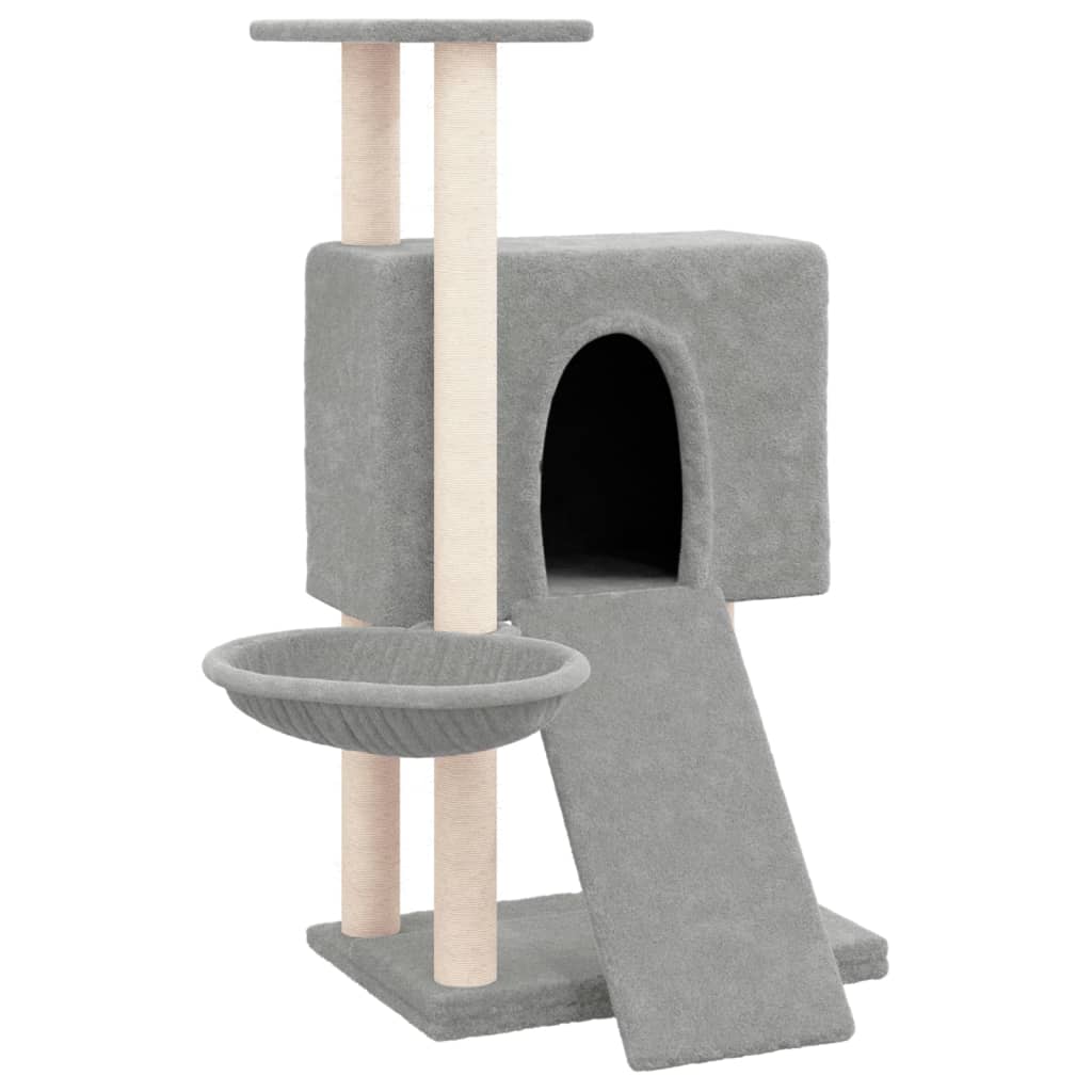 Cat Tree with Sisal Scratching Posts Light Grey 96 cm