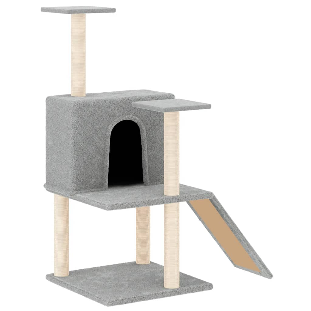 Cat Tree with Sisal Scratching Posts Light Grey 109 cm