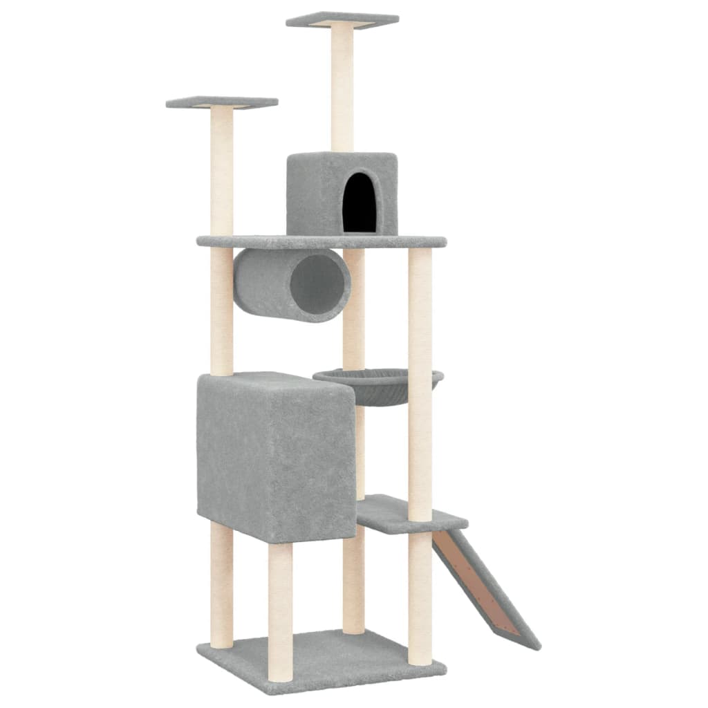 Cat Tree with Sisal Scratching Posts Light Grey 168 cm