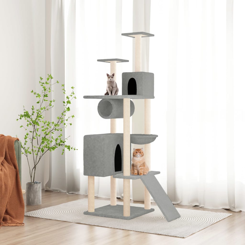 Cat Tree with Sisal Scratching Posts Light Grey 168 cm