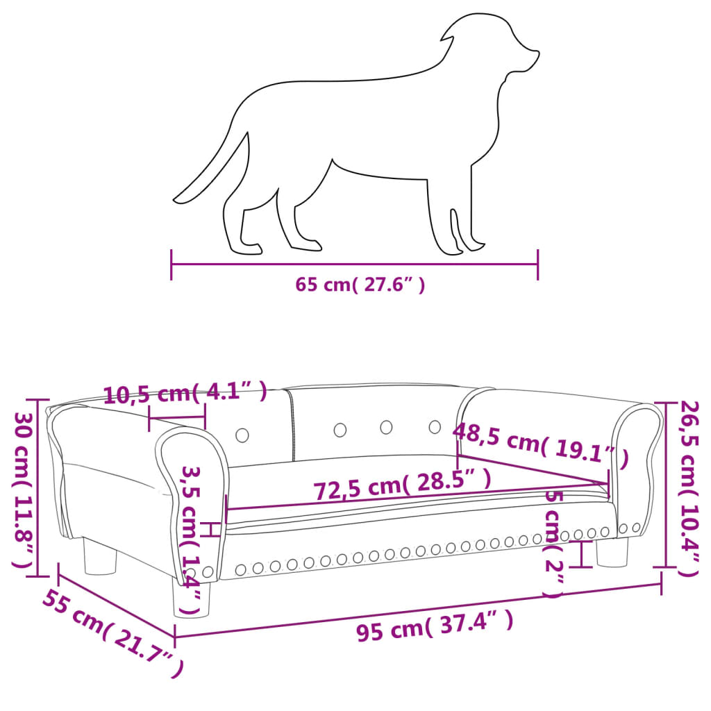 Dog Bed Light Grey 95x55x30 cm Velvet