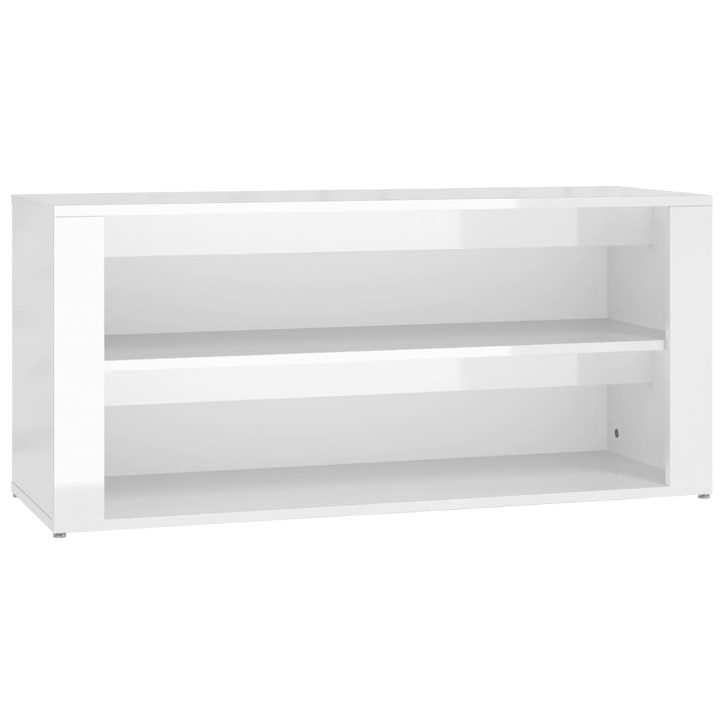 Shoe Rack High Gloss White 100x35x45 cm Engineered Wood