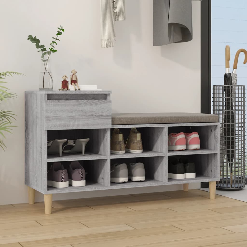 Shoe Cabinet Grey Sonoma 102x36x60 cm Engineered Wood