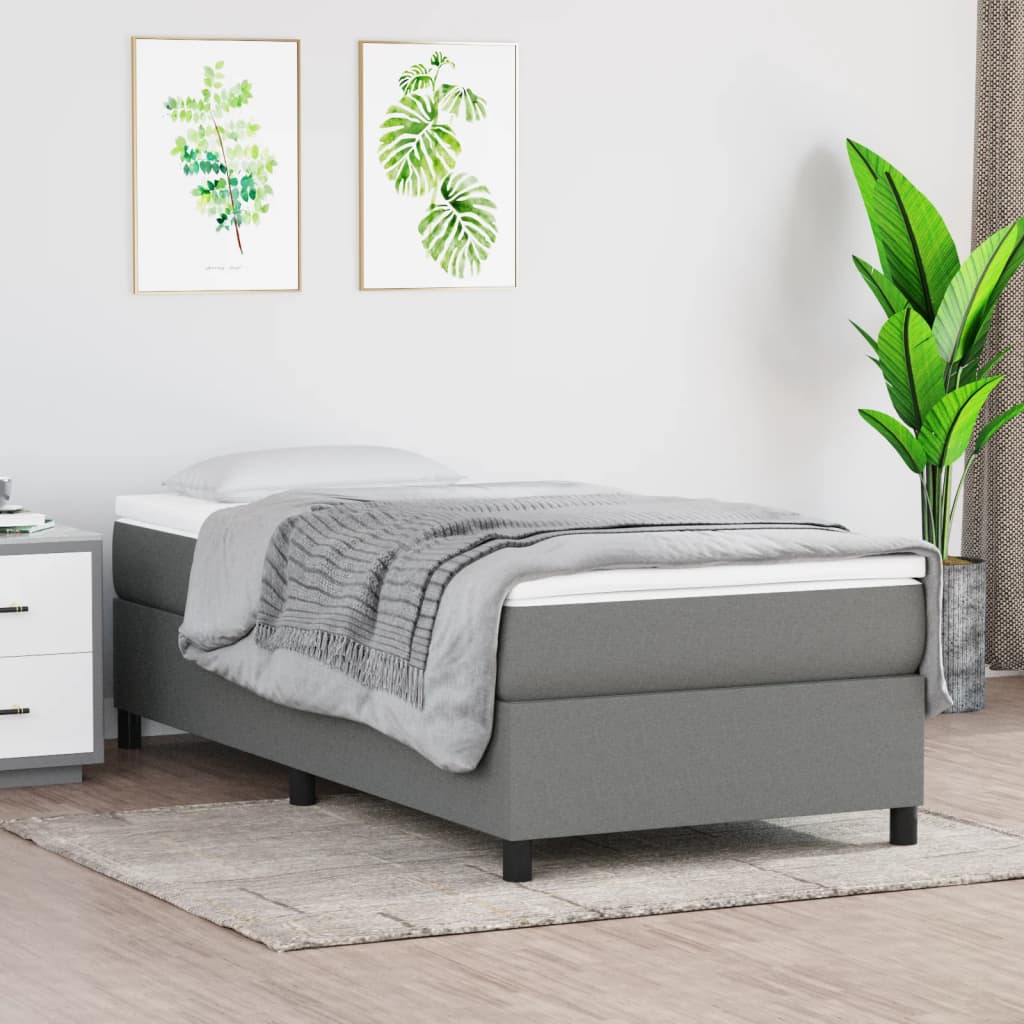 Bed Frame without Mattress Dark Grey 107x203 cm King Single Fabric