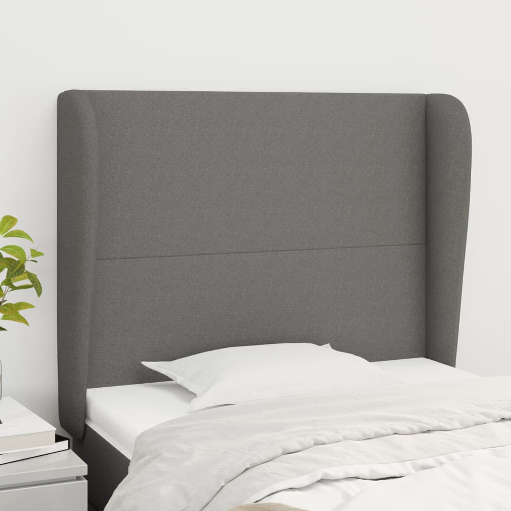 Headboard with Ears Dark Grey 83x23x118/128 cm Fabric