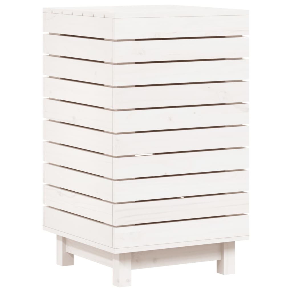 Laundry Basket White 44x44x76 cm Solid Wood Pine