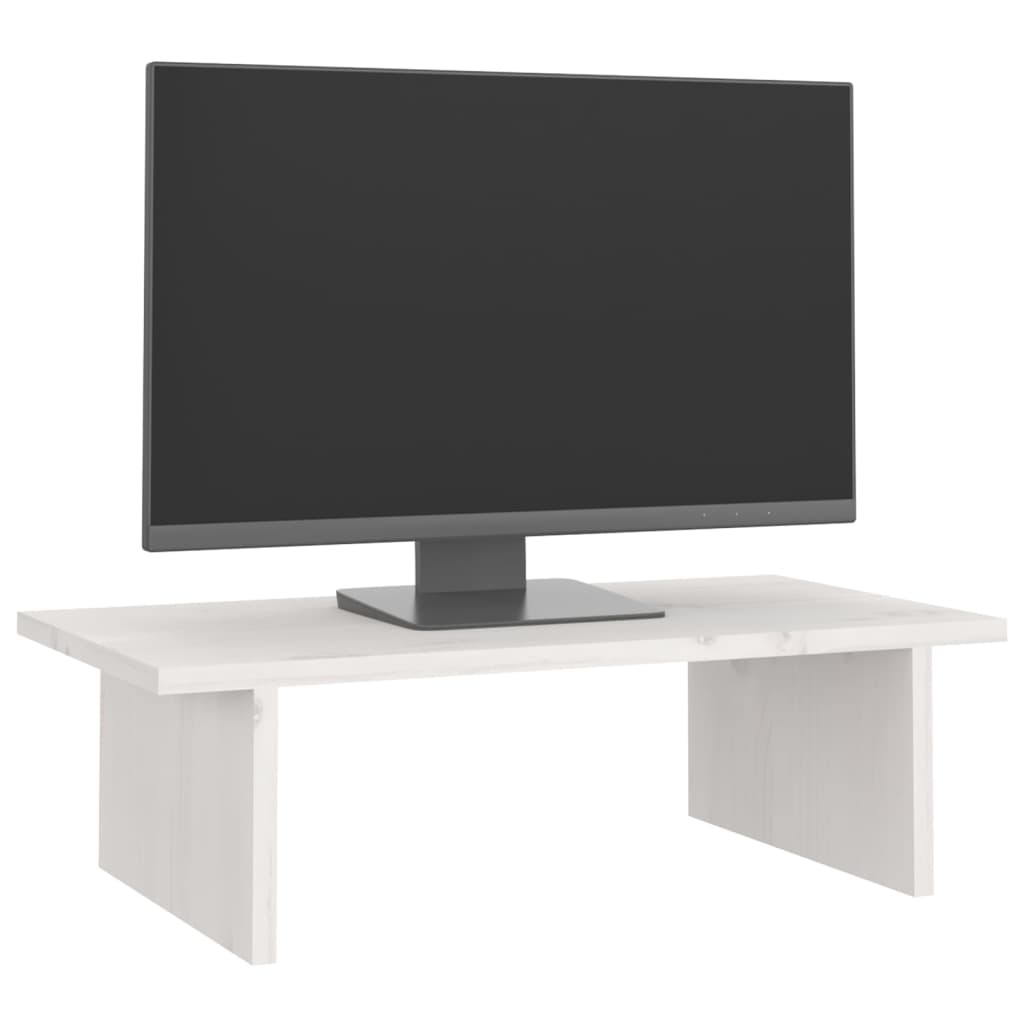 Monitor Stand White 50x27x15 cm Solid Wood Pine