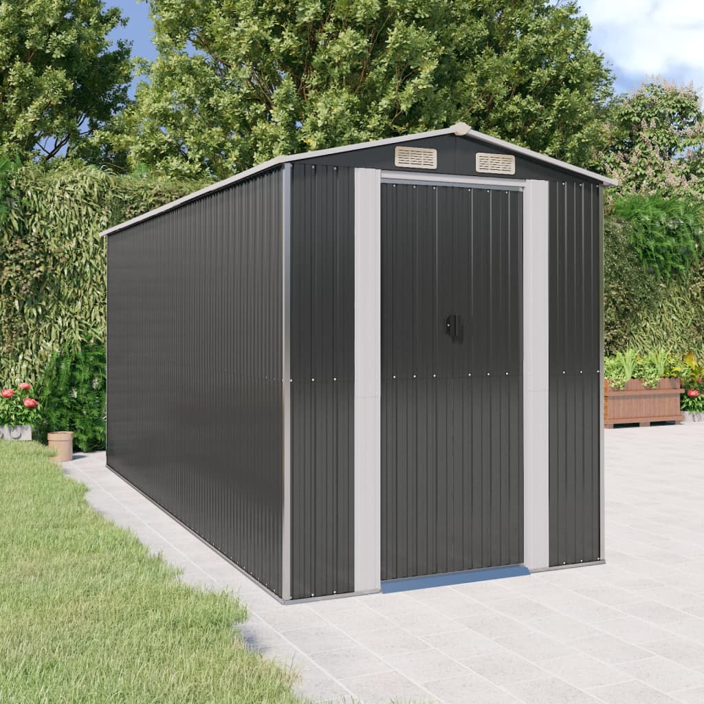 Garden Shed Anthracite 192x440x223 cm Galvanised Steel