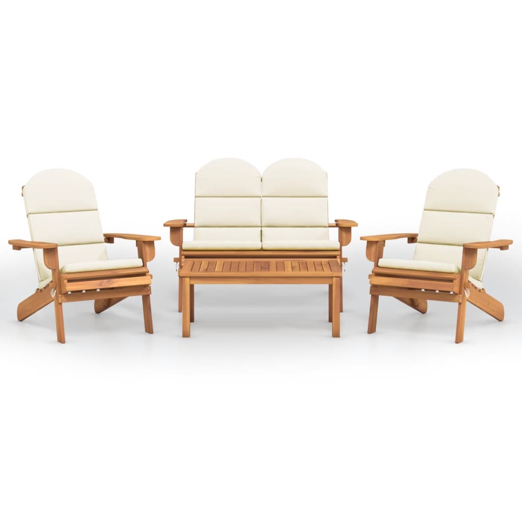 4 Piece Adirondack Garden Lounge Set Solid Wood Acacia